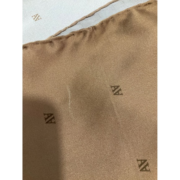 Armine Luxury Pure Silk Ombre All Over Logo Monogram Head Purse‎ Scarf Brown - Picture 8 of 8